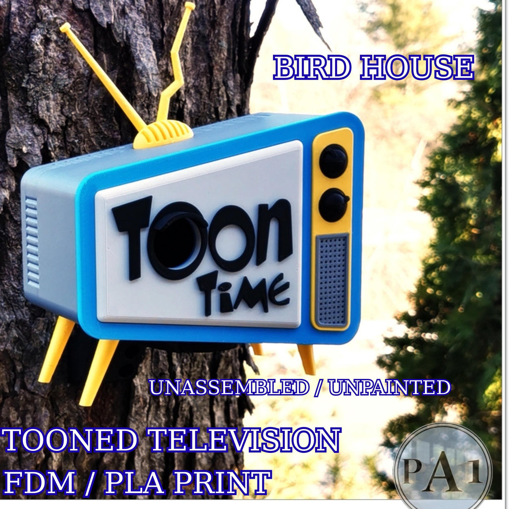 3D Printed Cartoon TV Birdhouse: Unassembled PLA Garden Decor