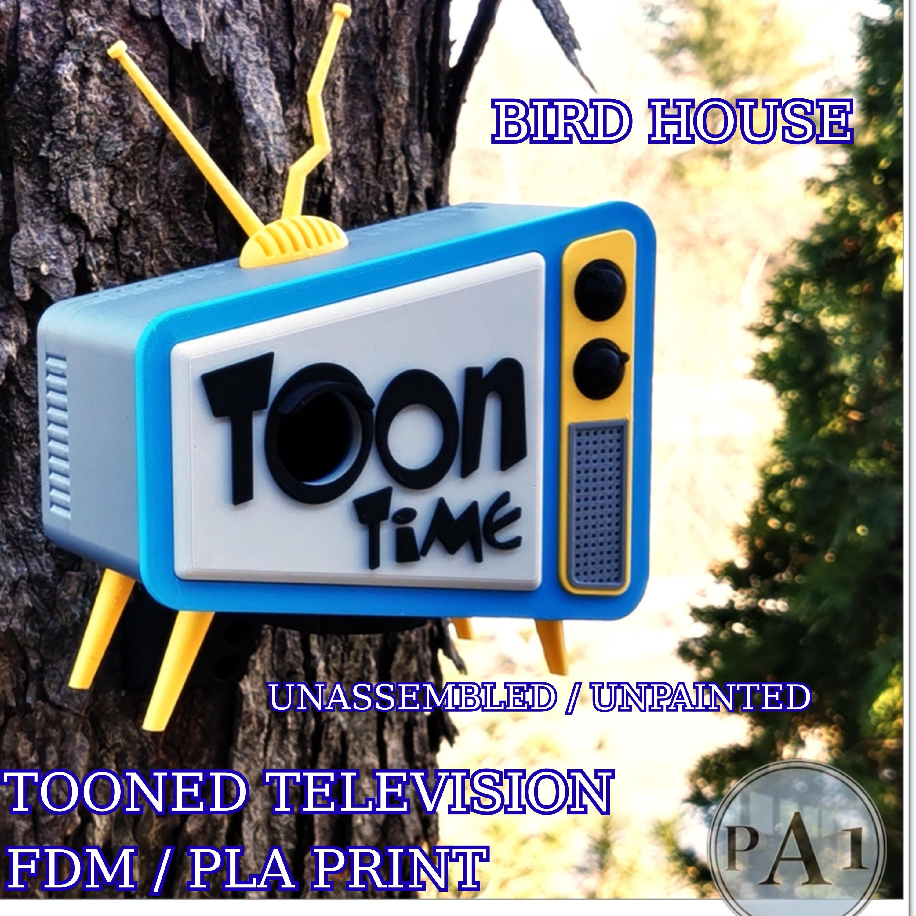 3D Printed Cartoon TV Birdhouse: Unassembled PLA Garden Decor
