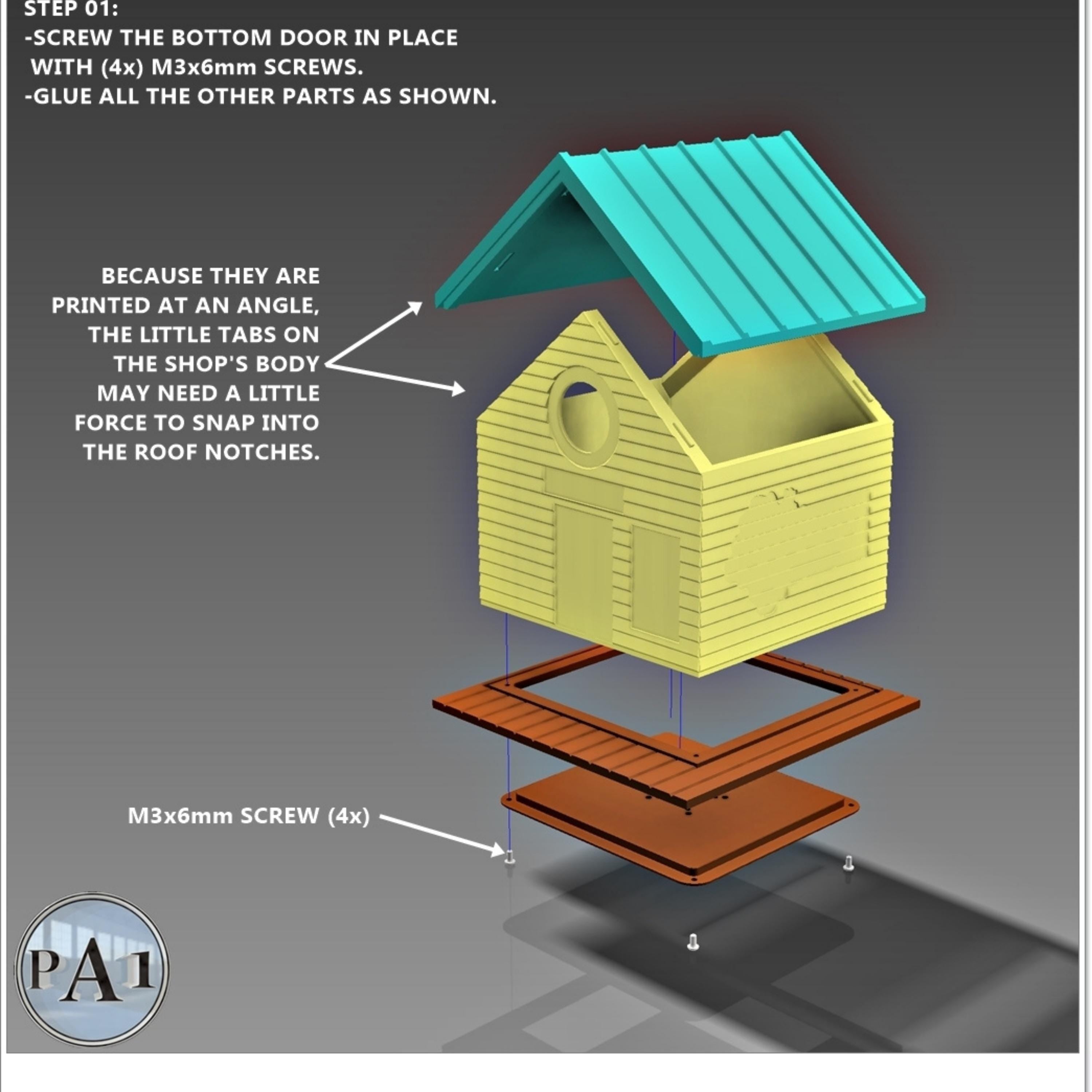 3D Printed Surf Shop Birdhouse: Unpainted Cartoon Style PLA Decor