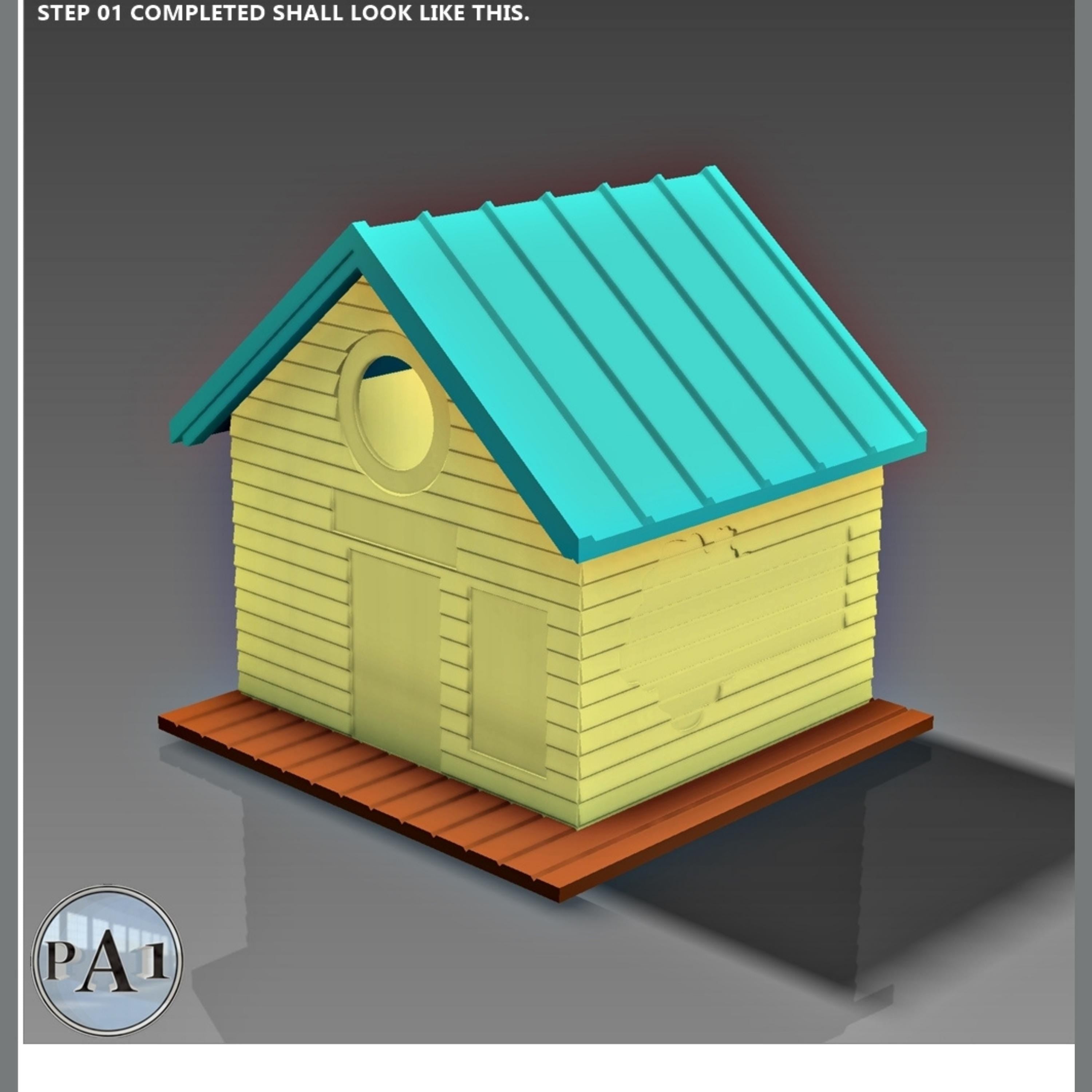 3D Printed Surf Shop Birdhouse: Unpainted Cartoon Style PLA Decor
