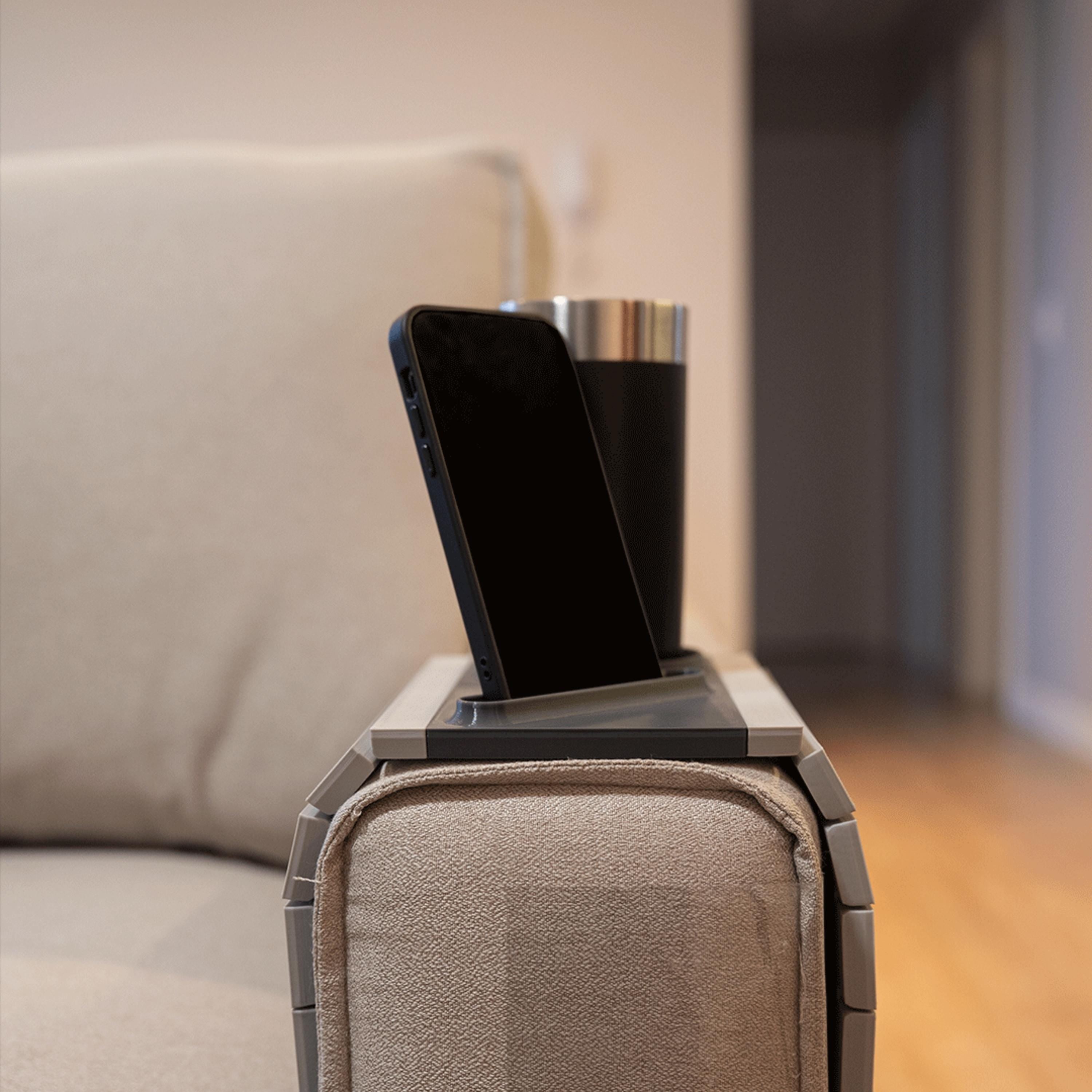 3D Printed Couch Arm Tray: Sofa Cup & Phone Holder