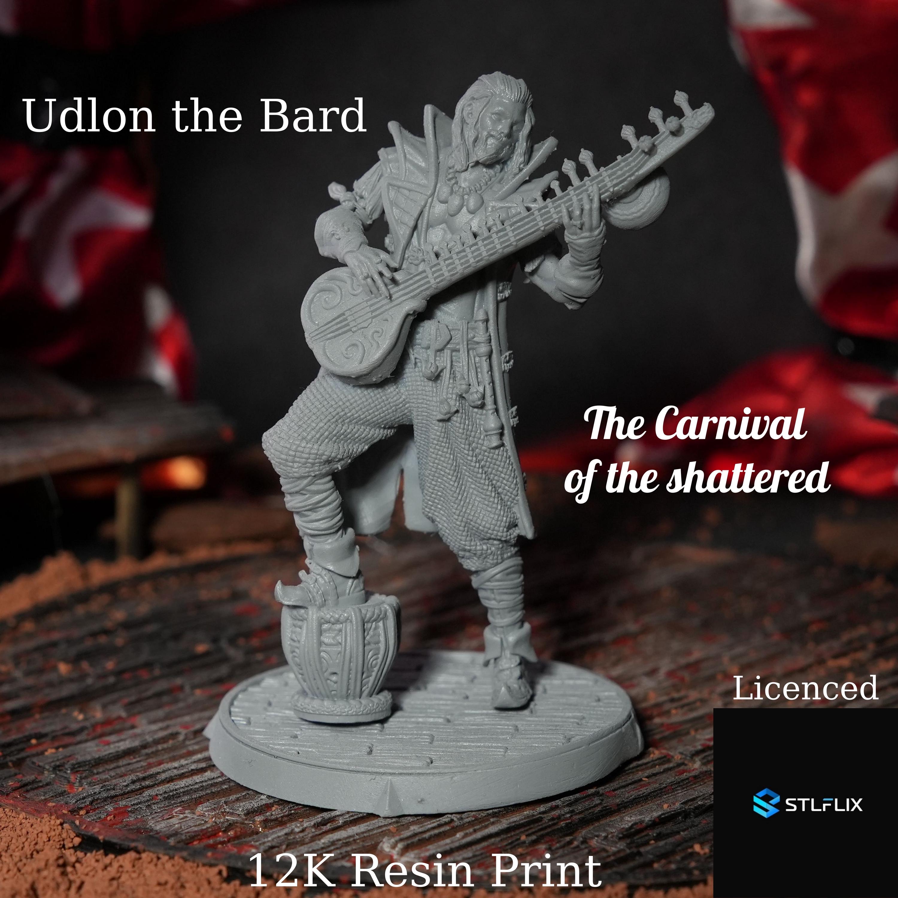 12K Resin Udlon The Bard Miniature: Unpainted Tabletop RPG Figure