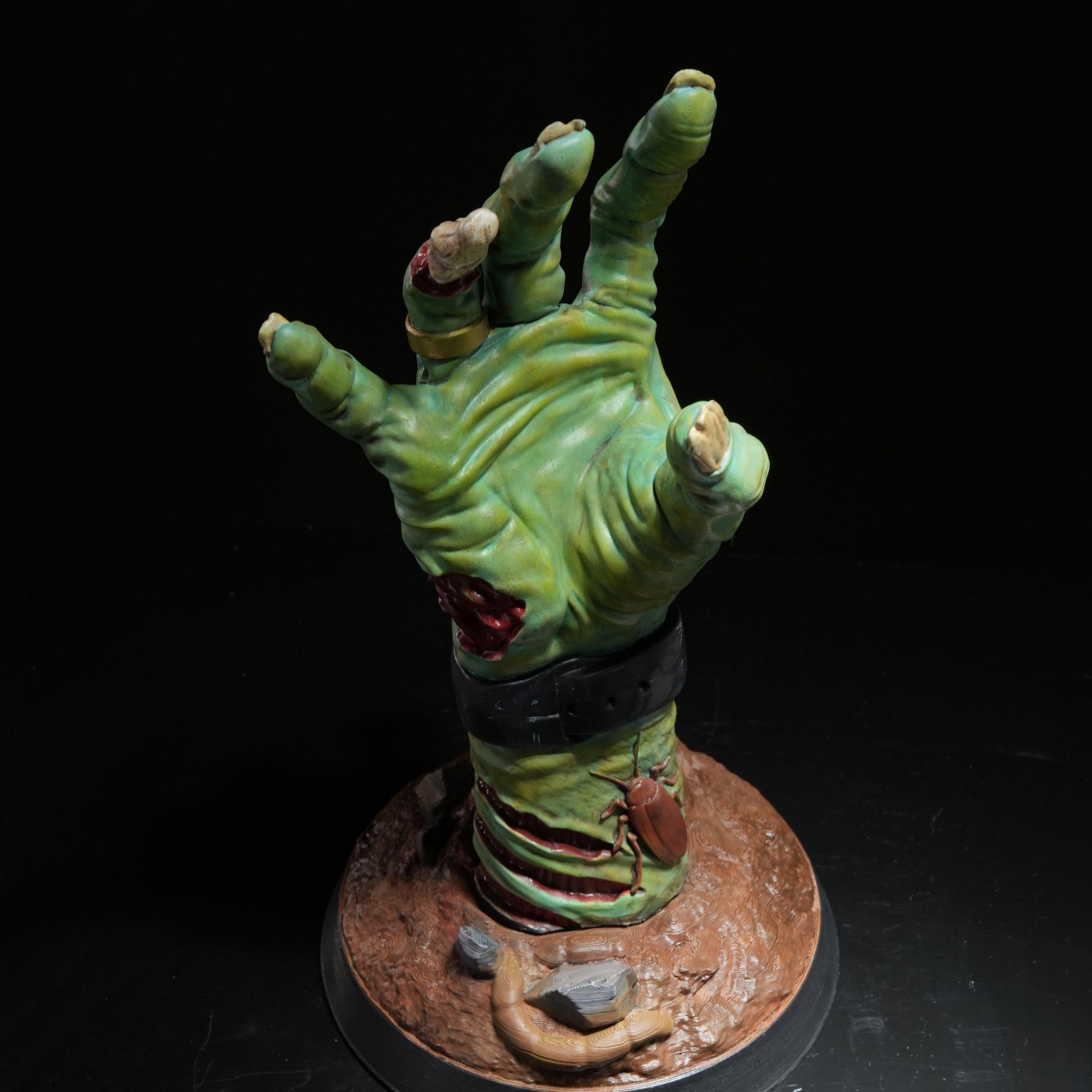 3D Printed Zombie Hand Controller Statue: Halloween Gamer Decor