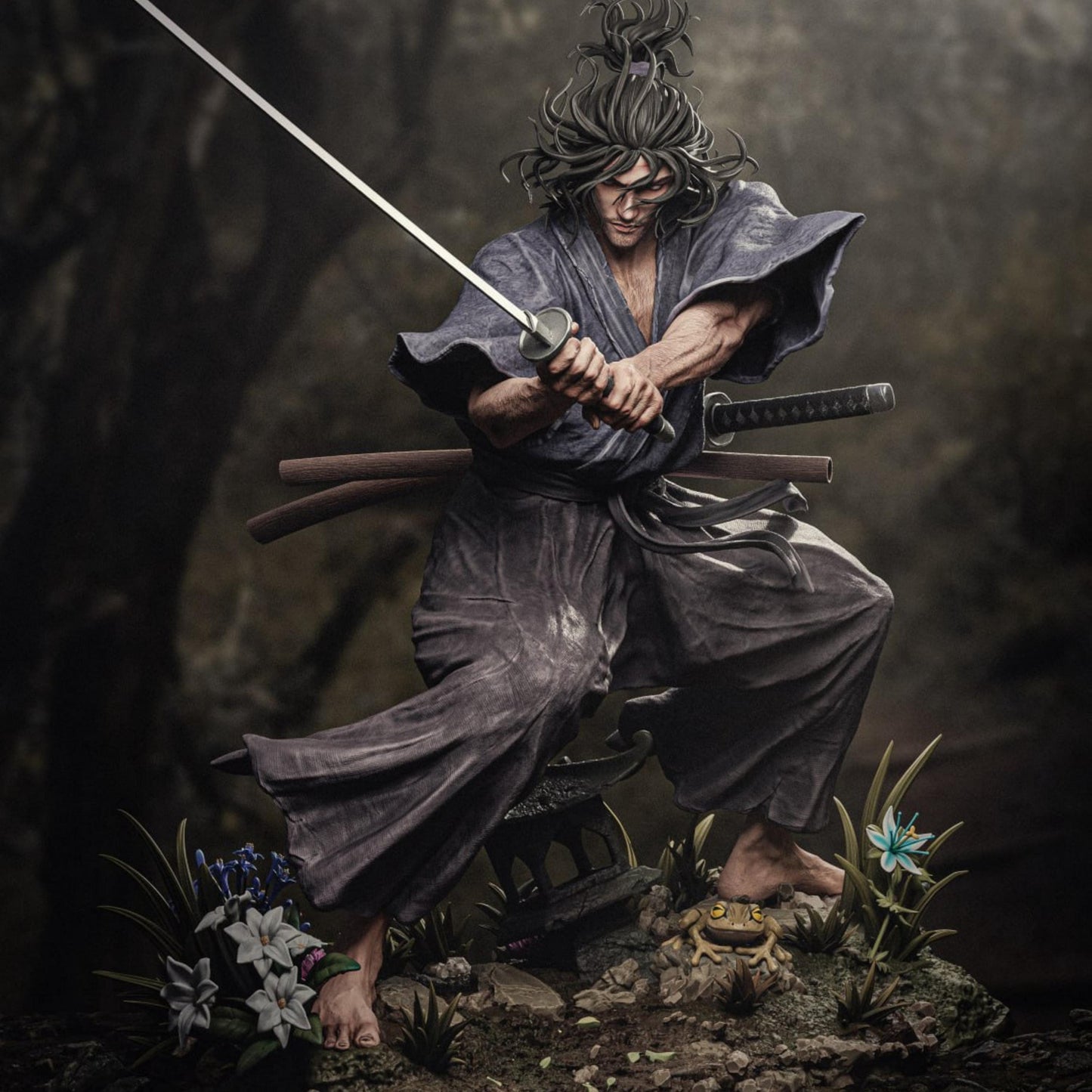 Samurai Warrior Resin Figure – 12K High Detail – Unpainted / Painted – Feudal Japan Collectible Kit