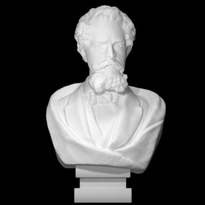 Charles Dickens Bust | Famous Author Statue | Victorian English Literature Decor | 12k Resin or Marble composite