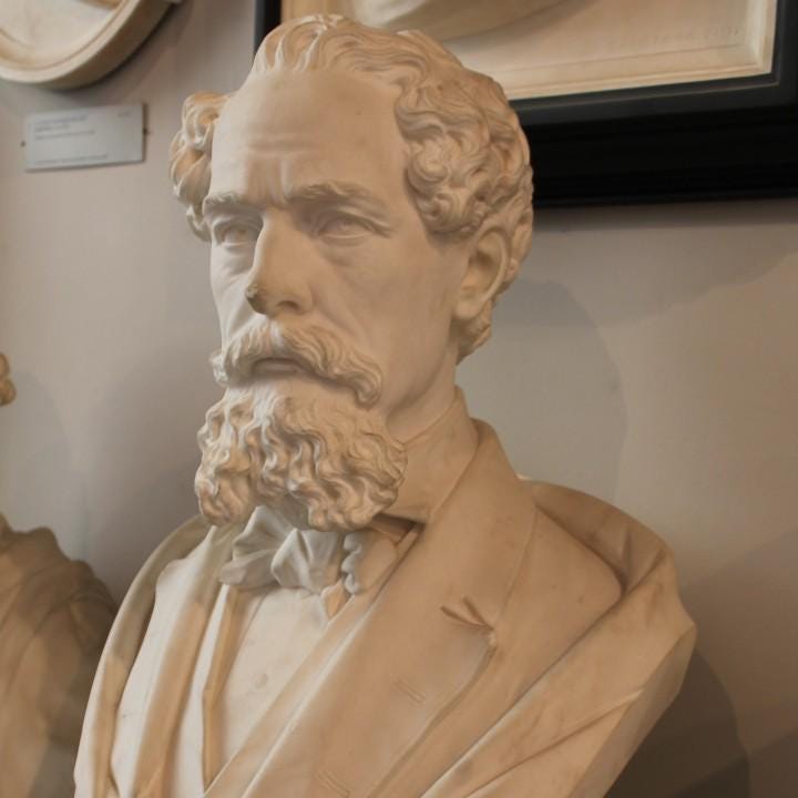 Charles Dickens Bust | Famous Author Statue | Victorian English Literature Decor | 12k Resin or Marble composite