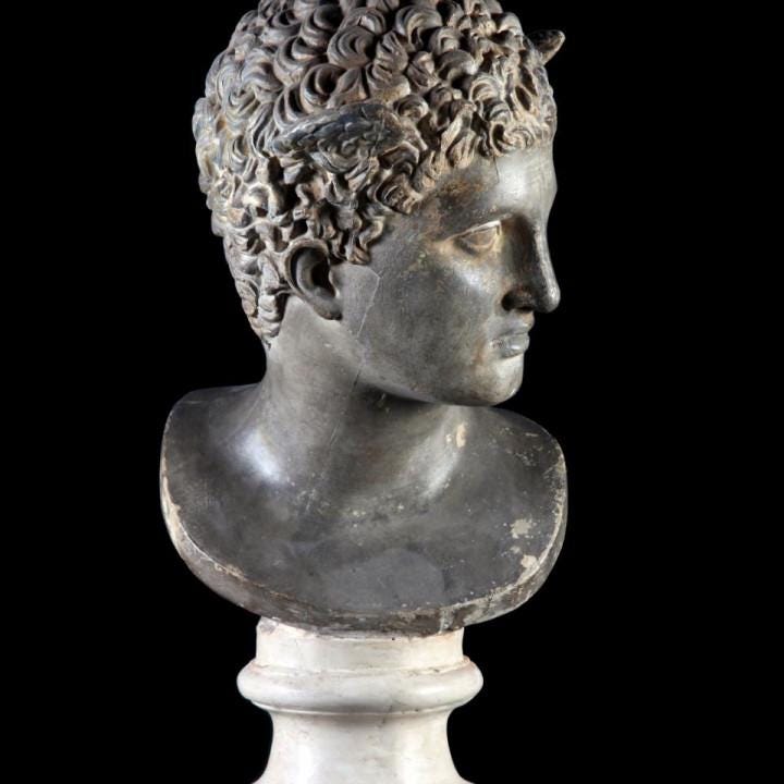 Head of a Faun Bust | Satyr Statue | Roman Mythology Forest Spirit | 12k Resin or Marble composite