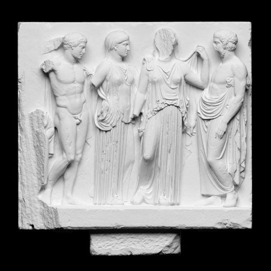 Attic Votive Relief | Ancient Greek Wall Art | Mythology Plaque | 12k Resin or Marble composite