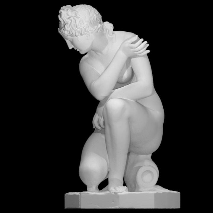 Crouching Venus Statue | Bathing Aphrodite | Roman Goddess Art | 12k Resin or Marble composite