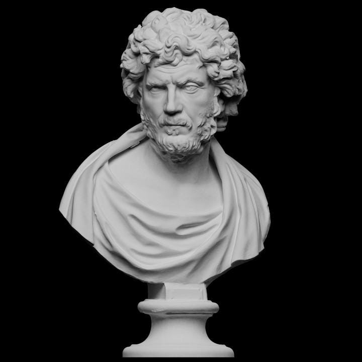 Philosopher or Barbarian Bust | Roman Portrait Art | Stoic Home Decor | 12k Resin or Marble composite