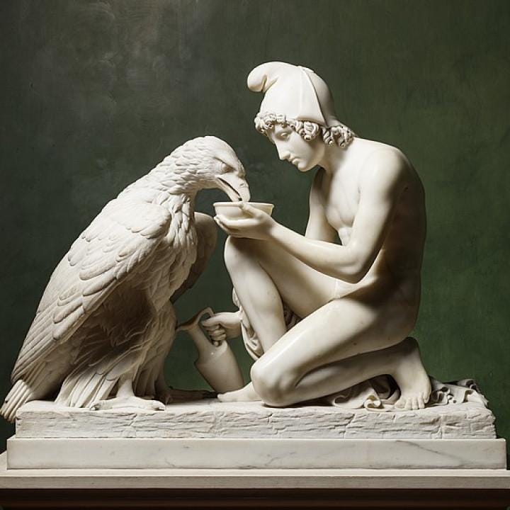 Ganymede with the Eagle Statue | Zeus Myth | Bertel Thorvaldsen | 12k Resin or Marble composite PLA