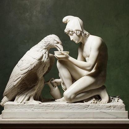 Ganymede with the Eagle Statue | Zeus Myth | Bertel Thorvaldsen | 12k Resin or Marble composite PLA