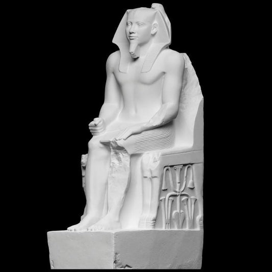 King Khafre Enthroned Statue | Horus Falcon | Egyptian Pharaoh Art | 12k Resin or Marble composite PLA