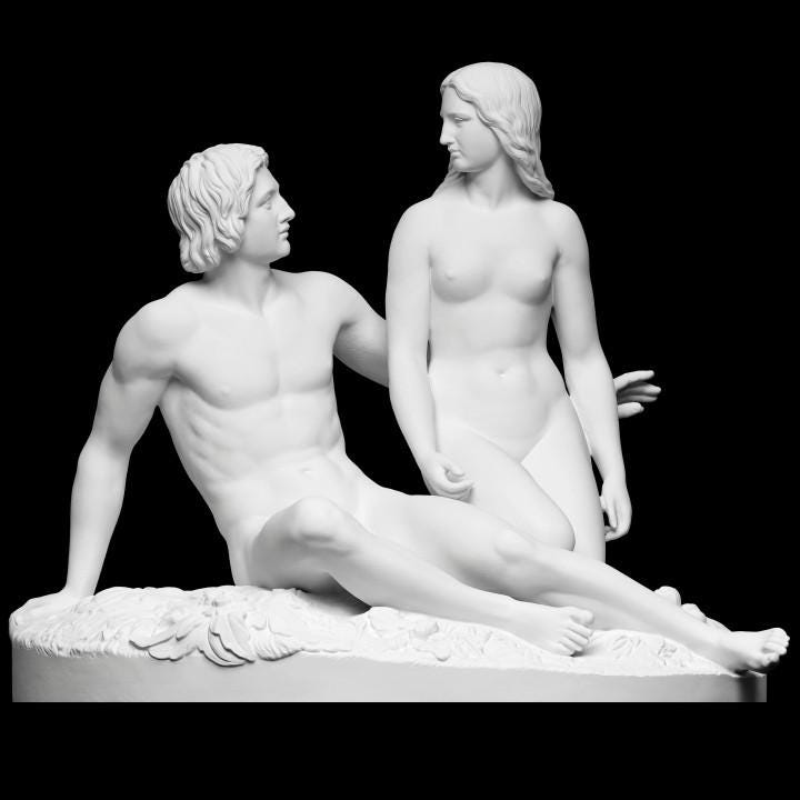 Adam and Eve Statue | Before the Fall | Garden of Eden Biblical Art | 12k Resin or Marble composite PLA