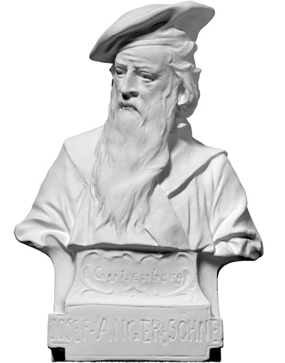Johannes Gutenberg Bust | Inventor of the Printing Press Statue | Writer Gift | 12k Resin or Marble composite PLA