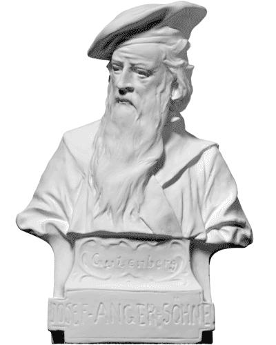 Johannes Gutenberg Bust | Inventor of the Printing Press Statue | Writer Gift | 12k Resin or Marble composite PLA