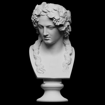 Head of Bacchus | The Young Dionysus Bust | British Museum Replica | 12k Resin or Marble composite PLA