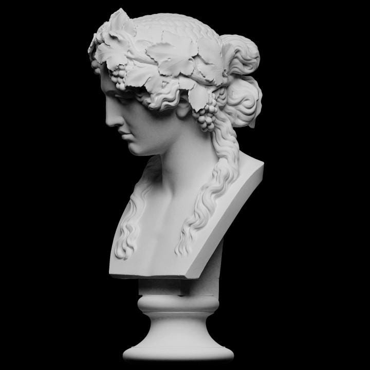 Head of Bacchus | The Young Dionysus Bust | British Museum Replica | 12k Resin or Marble composite PLA