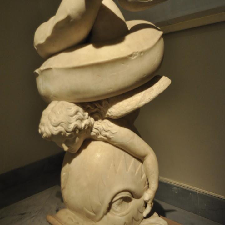 Eros with a Dolphin Statue | Cupid and Dolphin | Roman Mythology Art | 12k Resin or Marble composite PLA