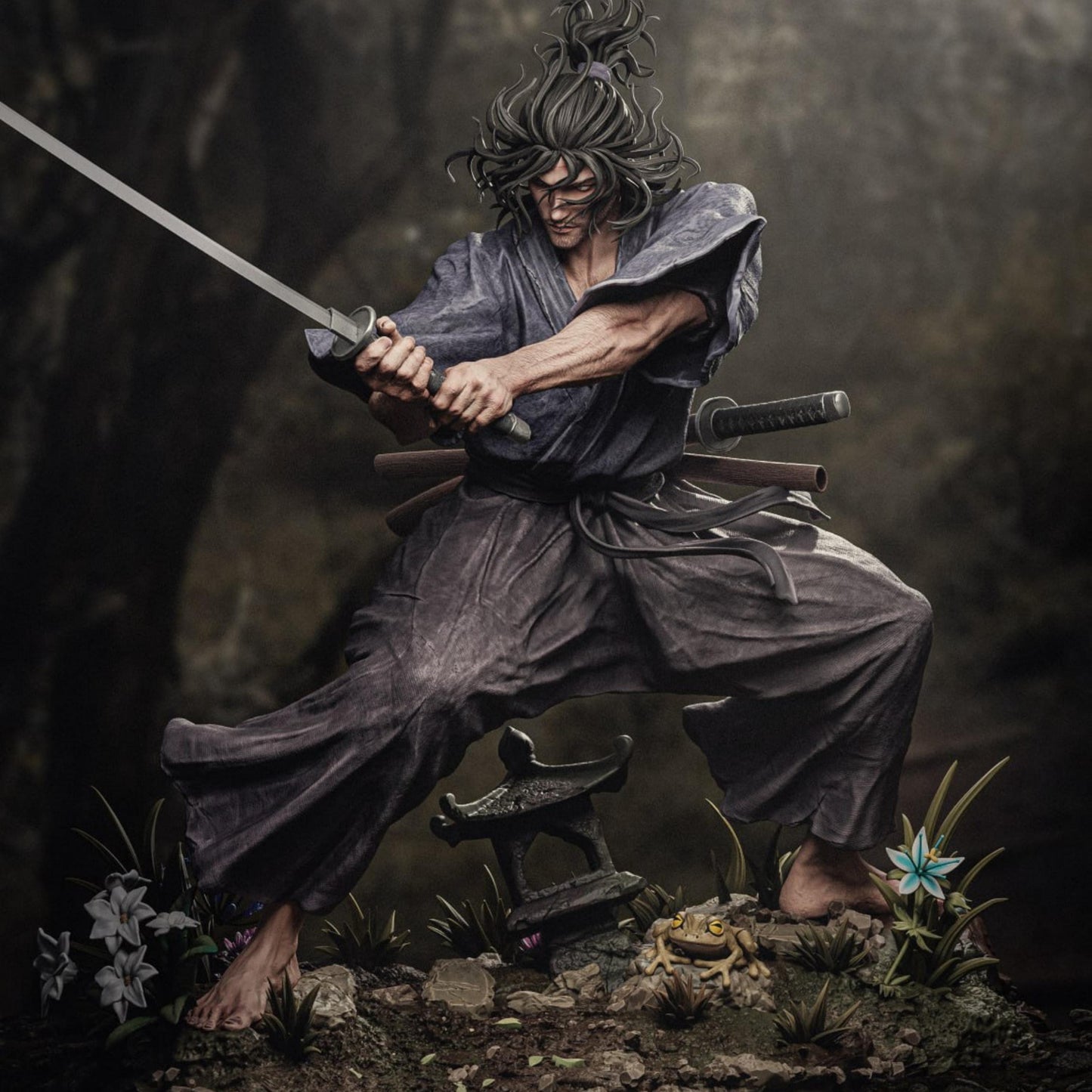 Samurai Warrior Resin Figure – 12K High Detail – Unpainted / Painted – Feudal Japan Collectible Kit