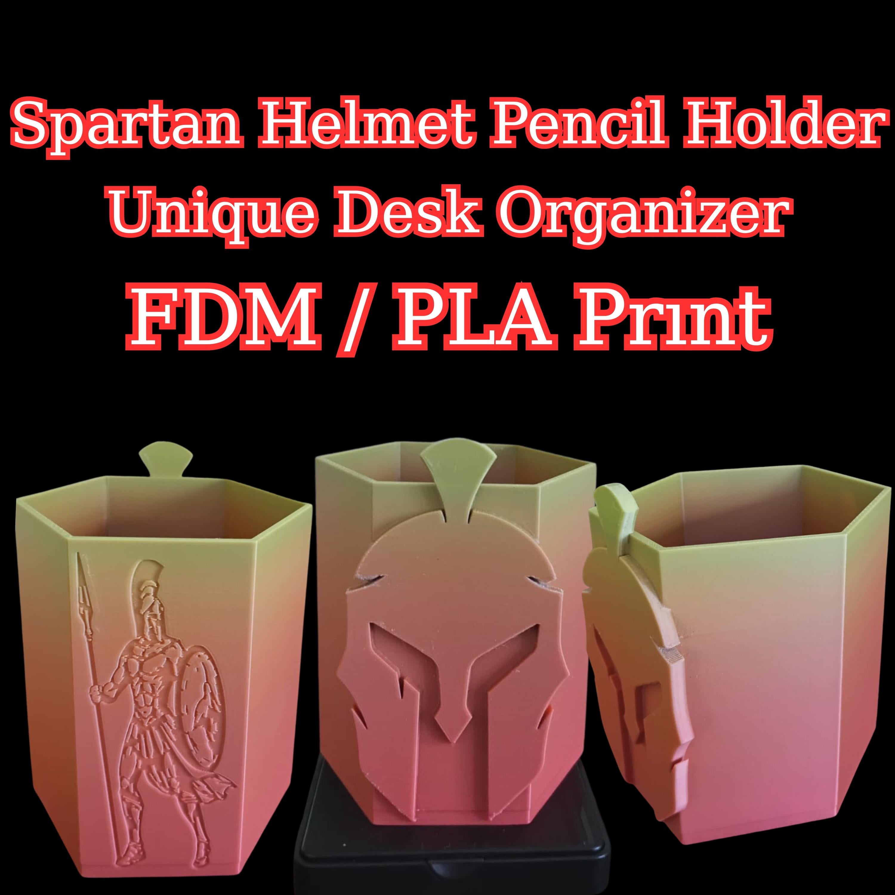 3D Printed Spartan Helmet Pencil Holder: Ancient Greek Desk Organizer