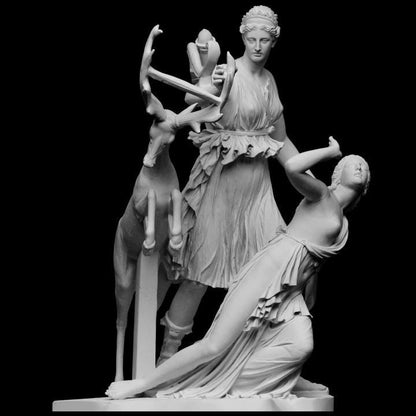 Artemis and Iphigeneia Statue | Greek Mythology Decor | Goddess of the Hunt Art | 12k Resin or Marble composite