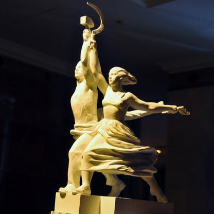 Worker and Kolkhoz Woman Statue | Soviet Era Art | USSR Socialist Realism | 12k Resin or Marble composite