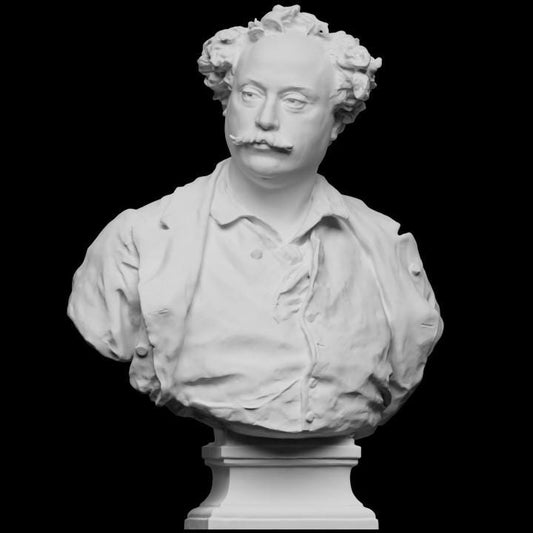 Alexandre Dumas Bust | French Author Statue | Classic Literature Decor | 12k Resin or Marble composite
