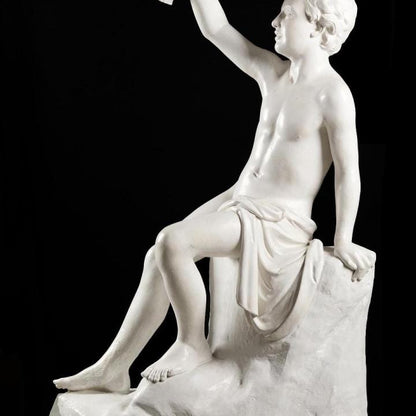 Boy with Dove Statue | Louvre Museum Replica | Roman Funerary Art Decor | 12k Resin or Marble composite