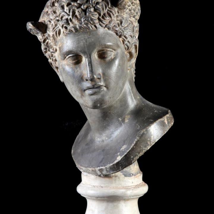 Head of a Faun Bust | Satyr Statue | Roman Mythology Forest Spirit | 12k Resin or Marble composite