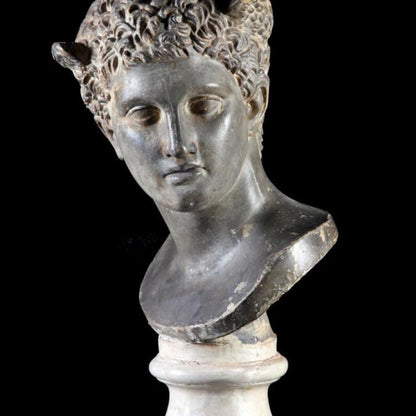 Head of a Faun Bust | Satyr Statue | Roman Mythology Forest Spirit | 12k Resin or Marble composite