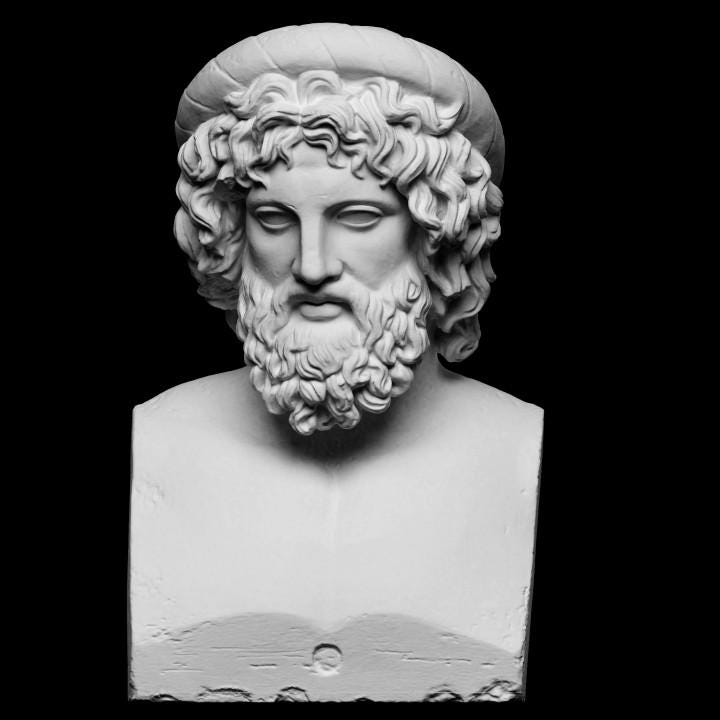 Bust of Asclepius | Greek God of Medicine | Healing & Doctor Gift | 12k Resin or Marble composite