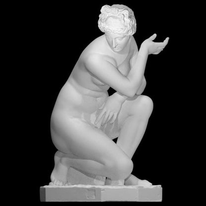 Crouching Venus Statue | Bathing Aphrodite | Roman Goddess Art | 12k Resin or Marble composite