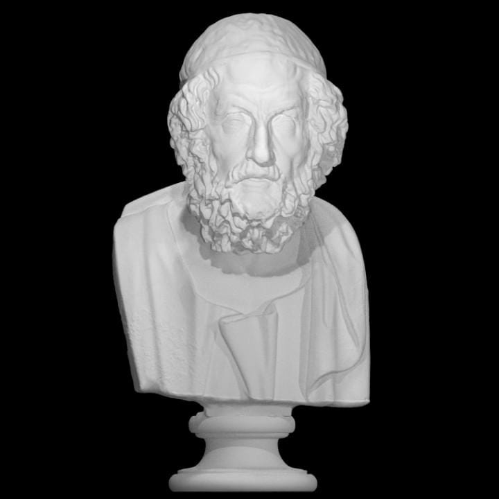 Bust of Homer | Blind Greek Poet | Iliad & Odyssey Author | 12k Resin or Marble composite