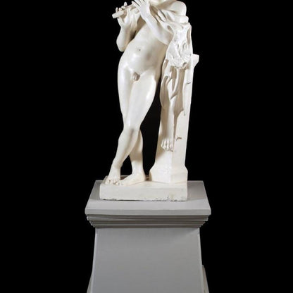 The Piping Faun Statue | Satyr Playing Flute | Roman Mythology Art | 12k Resin or Marble composite