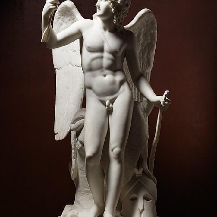 Triumphant Cupid Statue | Amor Vincit Omnia | Roman God of Love | 12k Resin or Marble composite PLA