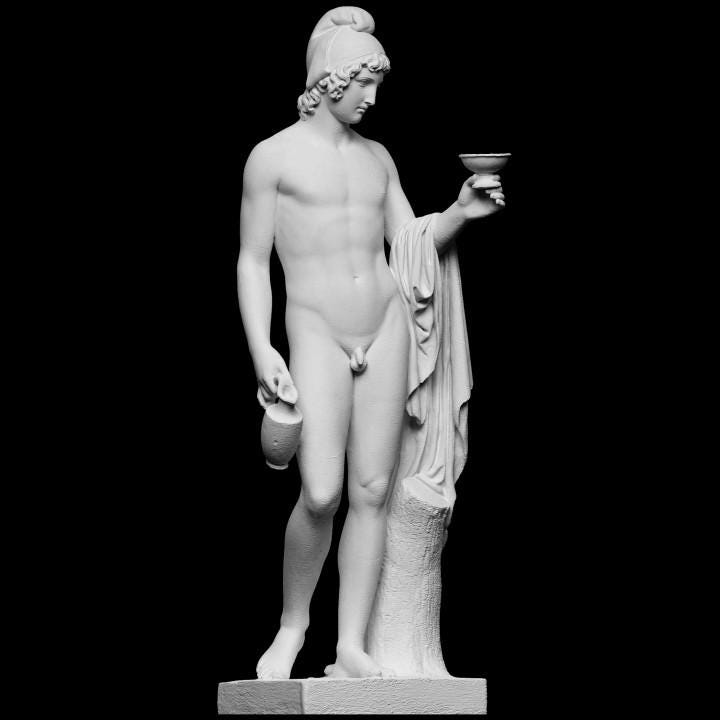 Ganymede Offering the Cup | Cupbearer of the Gods Statue | Thorvaldsen | 12k Resin or Marble composite PLA