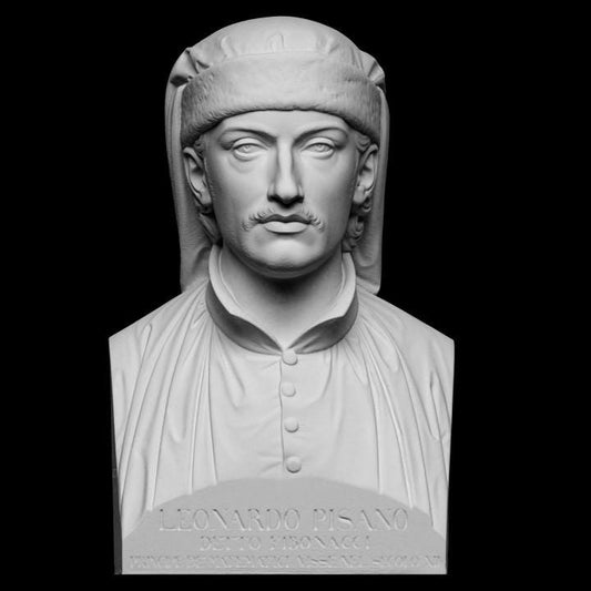 Leonardo Fibonacci Bust | Mathematician Statue | Golden Ratio Art | 12k Resin or Marble composite PLA
