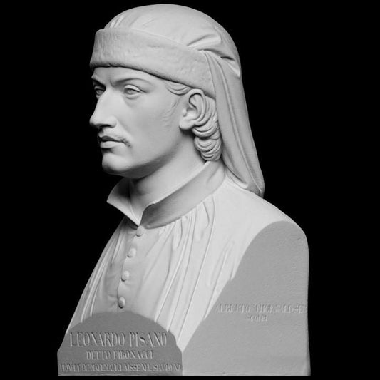 Leonardo Fibonacci Bust | Mathematician Statue | Golden Ratio Art | 12k Resin or Marble composite PLA