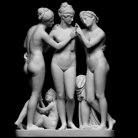 The Three Graces & Cupid Statue Set | Bertel Thorvaldsen Replica | Neoclassical Art | 12k Resin or Marble composite PLA