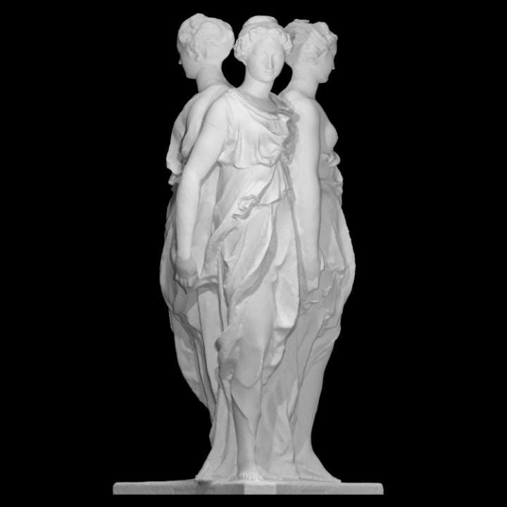The Three Graces by Thorvaldsen | Copenhagen Museum Replica | Neoclassical Art | 12k Resin or Marble composite PLA