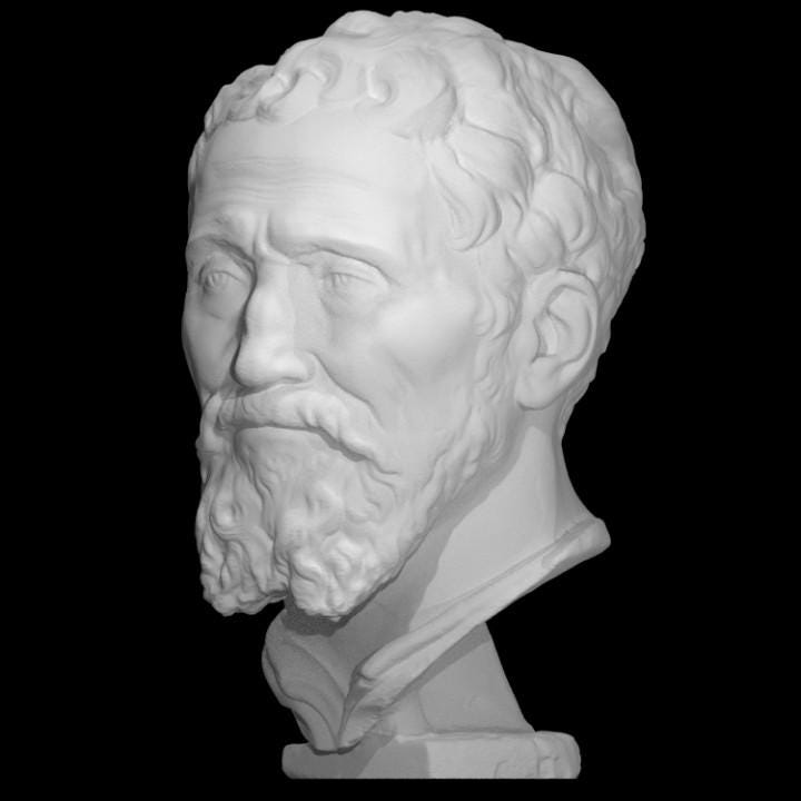 Michelangelo Bust | The Divine Artist Statue | Renaissance Master | 12k Resin or Marble composite PLA