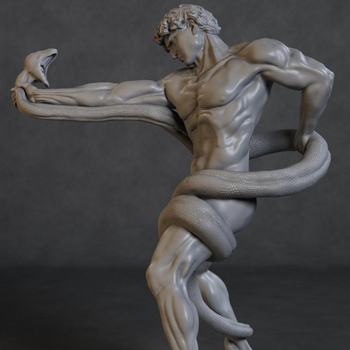 Athlete Wrestling a Python Statue | Frederic Leighton | Victorian Art | 12k Resin or Marble composite PLA