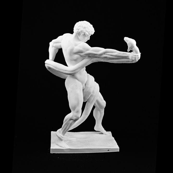 Athlete Wrestling a Python Statue | Frederic Leighton | Victorian Art | 12k Resin or Marble composite PLA