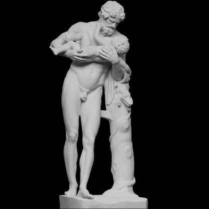 Silenus with Infant Bacchus Statue | Tutor of Dionysus | Greek Mythology | 12k Resin or Marble composite PLA