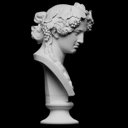Head of Bacchus | The Young Dionysus Bust | British Museum Replica | 12k Resin or Marble composite PLA