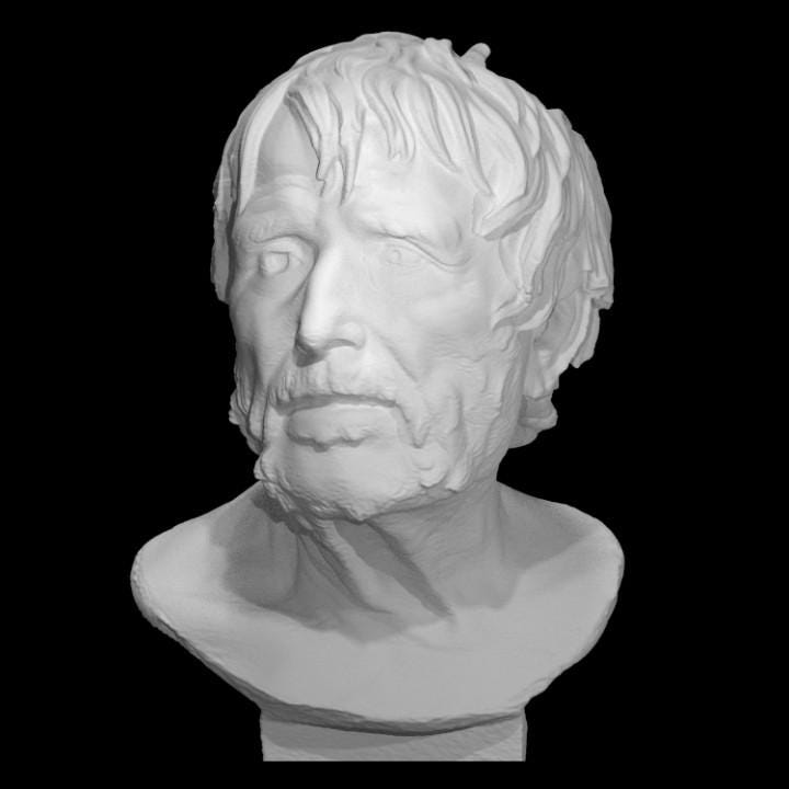 Pseudo-Seneca Bust | Portrait of Hesiod | Roman Bronze Replica | 12k Resin or Marble composite PLA