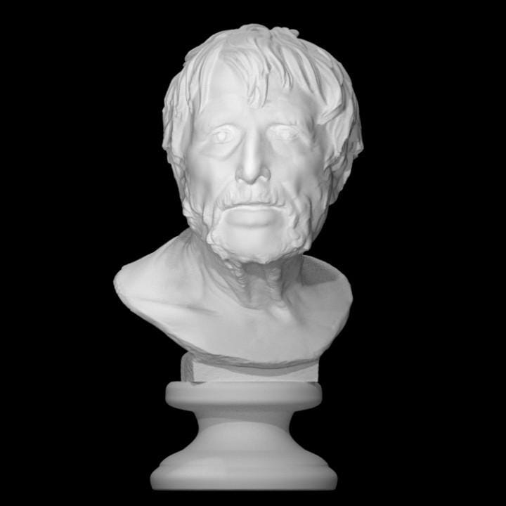 Pseudo-Seneca Bust | Portrait of Hesiod | Roman Bronze Replica | 12k Resin or Marble composite PLA