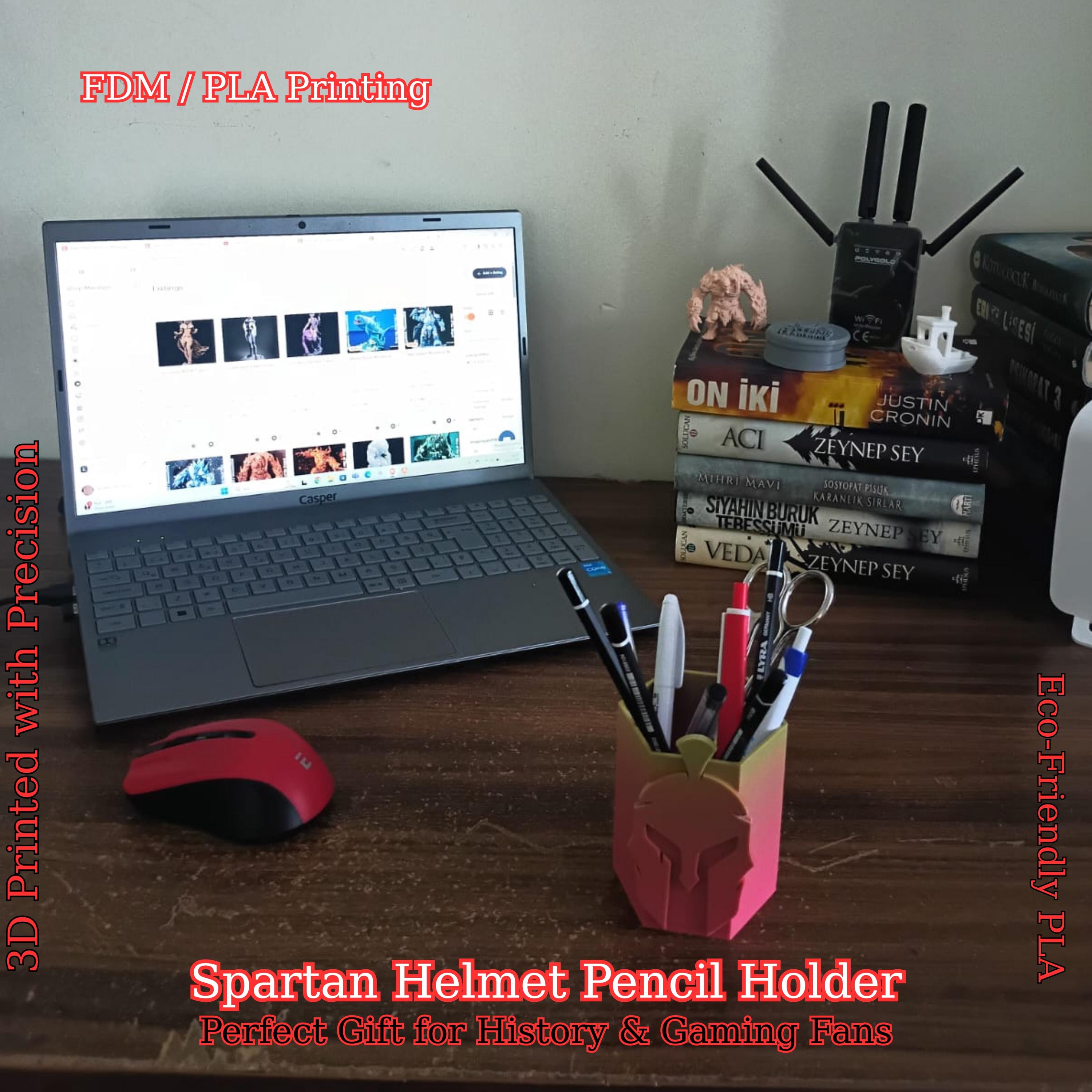 3D Printed Spartan Helmet Pencil Holder: Ancient Greek Desk Organizer