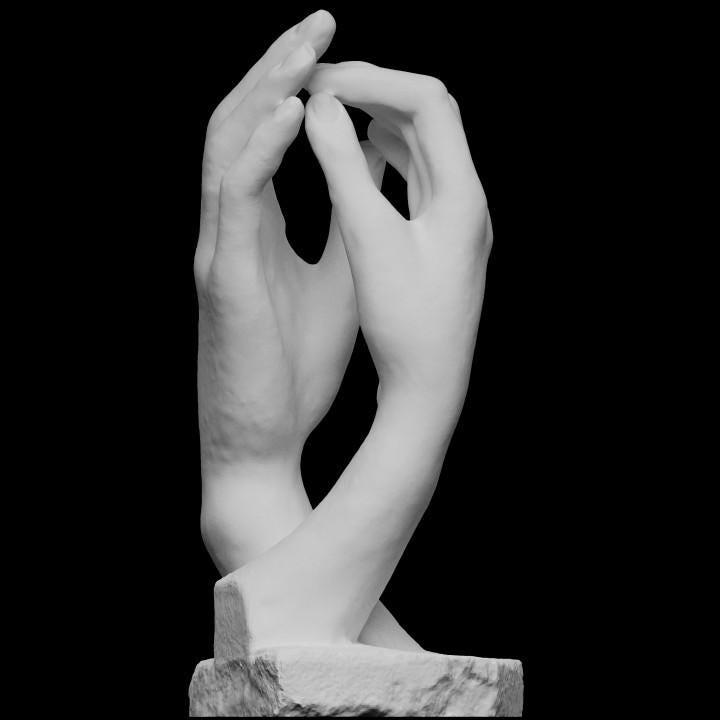 The Cathedral by Rodin | Two Hands Sculpture | Famous Modern Art | 12k Resin or Marble composite PLA
